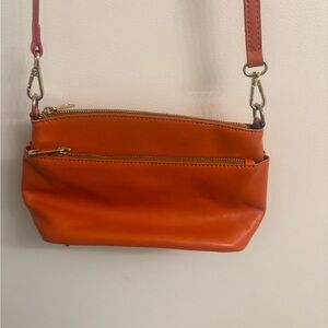 Divinia Firenze Orange Italian Leather Crossbody Bag